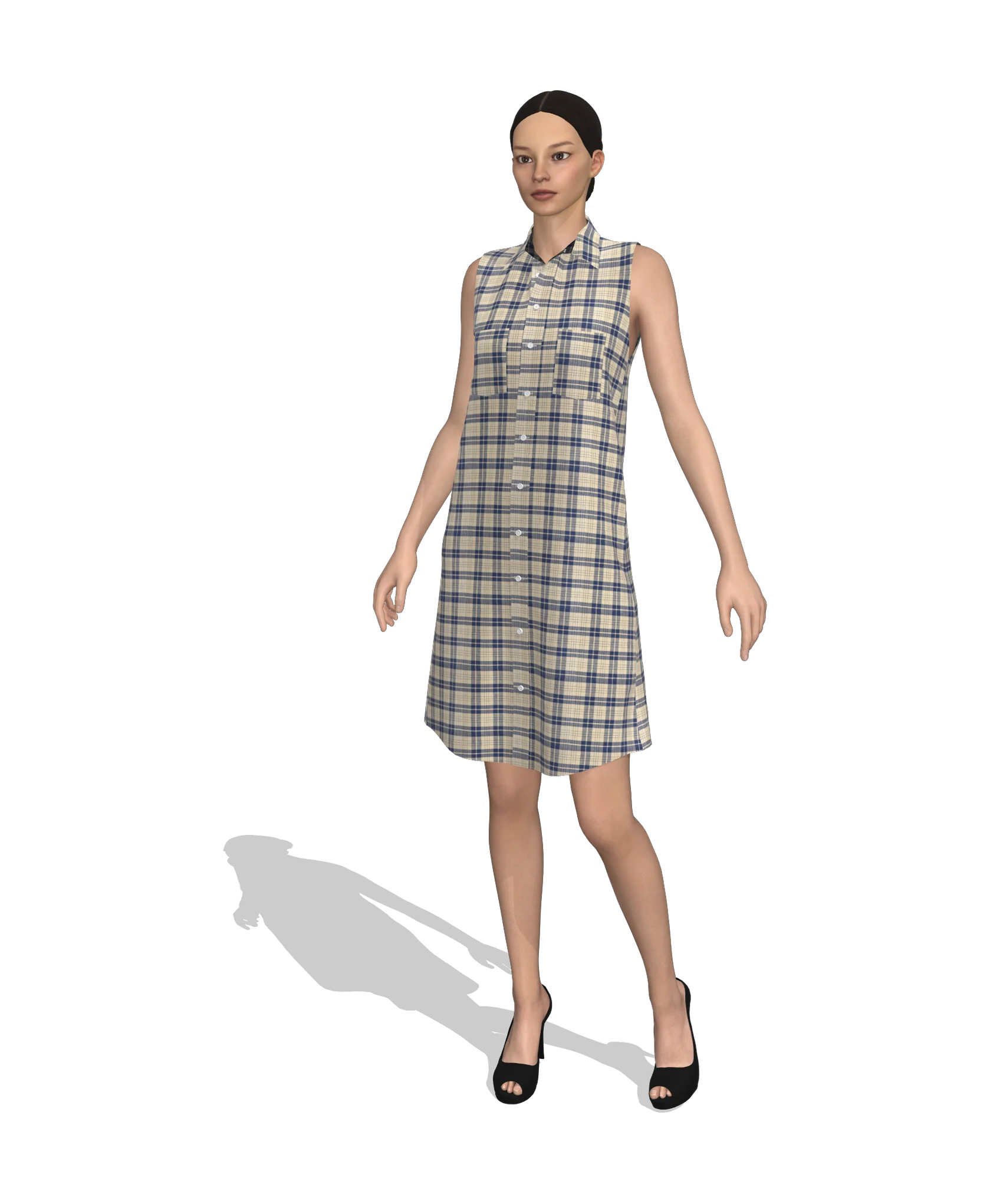 KDscion p43 sleeveless loose fit button up dress